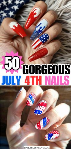 July 4th nails, simple 4th of July nails, short 4th of July nails Independence Nail Art, 4of July Nails Simple, Simple Acrylic Nail Designs For Summer 4th Of July, Dip Fourth Of July Nails, 4thof July Nail Designs, 4th Of July Fingernails, 4rh Of July Nail Designs, Blue 4th Of July Nails, Fourth Of July Nails Almond Shape