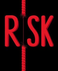 the word risk written in red on a black background with an arrow pointing to it