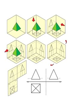 the diagram shows how to draw an object with different angles and shapes in order to make it