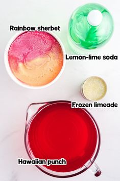 the ingredients for this recipe include lemon - lime soda, watermelon punch, and rainbow sherbet