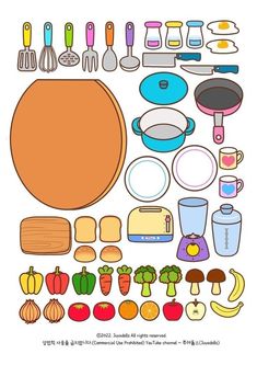 an assortment of kitchen utensils are shown