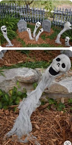 there is a fake skeleton in the yard