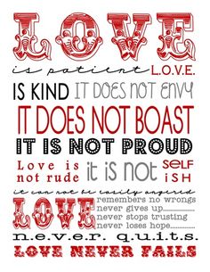 a cross stitch pattern with the words love is kind of does not envy it does not roast