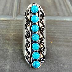 Brand New Handmade 7 Stone Turquoise Adjustable Silver Statement Ring. New To Poshmark? Use Referral Code Kimberlyn222 To Receive $10. Shades Of Turquoise, Wedding Accessories Jewelry, Western Jewelry, Accessories Jewelry, Womens Jewelry Rings, Adjustable Rings, Statement Ring