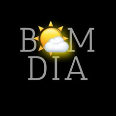 the word bomb dia is shown in front of a black background with sun and clouds