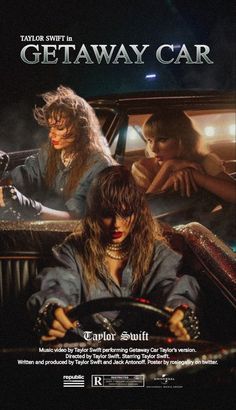 the movie poster for getaway car with two women sitting in a car and one man driving