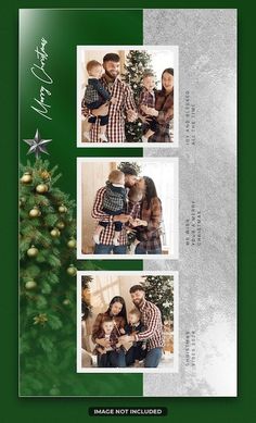 a family christmas card with three photos