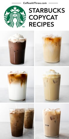 starbucks's copycat recipes for cold drinks and coffees are featured in this ad