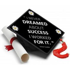 a graduation cap and tassel with the words i never dream about success, i worked for it