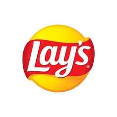 the logo for lay's is shown in red and yellow, on a white background