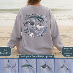 Custom Watercolor Ocean Animal Whales Crewneck Sweatshirt Back And Front Printing, Beach Ocean Sweatshirt, Marine Biology Shark Sweater Gift ❤️ MATERIALS AND SIZING ---------------------------------- CREWNECK GILDAN 18000 ☀️ The Unisex Heavy Blend Crewneck Sweatshirt is pure comfort. The collar is ribbed knit, so it retains its shape even after washing. There are no itchy side seams on these sweaters. 🌴 The Classic Fit and crew neckline combine for a comfortable and sleek style. Additionally, t Trinket Core, Ocean Sweatshirt, Indie Sweatshirt, Shark Sweater, Crewneck Aesthetic, Shark Sweatshirt, Shark Gifts, Crewneck Vintage, Watercolor Ocean