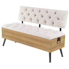 Grayson Lane Industrial White with Cream Tufted Seat and Back Storage Bench with Storage 48-in x 20-in x 30-in 90650 at Lowes.com Indoor Storage Bench, Black Storage Bench