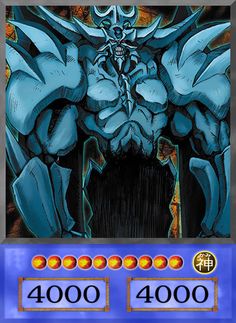 a card with an image of a demon on the front and two numbers below it