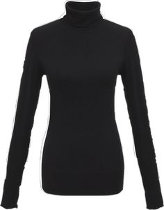 Winter High Neck Black Tops, Black Slim Fit Tops For Winter, Black Slim Fit Long Sleeve Top, Black Slim Fit Top For Work, High Stretch Black Winter Tops, High Stretch Black Tops For Work, Black High Stretch Top For Work, Black High Stretch Tops For Workwear, Black Winter Layering Tops