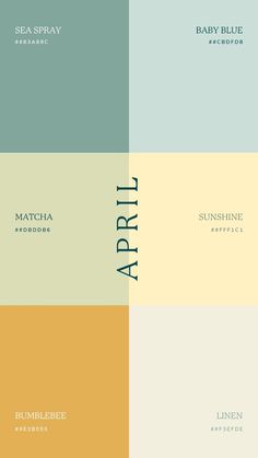 four different color palettes for baby blue, yellow and green paint colors with the names