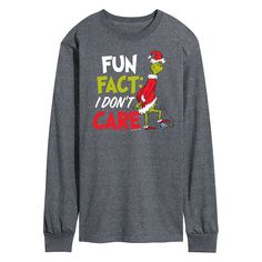 Keep the Grinch spirit alive with this funny Dr. Seuss Grinch Fun Fact long sleeve graphic tee. Keep the Grinch spirit alive with this funny Dr. Seuss Grinch Fun Fact long sleeve graphic tee. Crewneck Long sleevesFABRIC & CARE Cotton, polyester Machine wash Imported Color: Dark Grey. Gender: male. Age Group: adult. Grinch Wallpaper, Grinch Stuff, Personalized Christmas Shirts, Dr Seuss Grinch, Long Sleeve Graphic Tee, Shirt Business, The Grinch, Christmas Tees, Dr Seuss