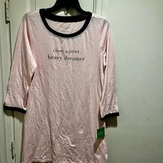 Size M. Brand New With Tag Pink Relaxed Fit Top For Bedtime, Fitted Pink Sleep Top, Pink Short Sleeve Top For Bedtime, Pink Crew Neck Top For Bedtime, Pink Long Sleeve Sleep Top, Casual Pink Crew Neck Sleepwear, Spring Crew Neck Top For Sleepovers, Pink Relaxed Fit Sleep Tops, Crew Neck Tops For Spring Sleepover