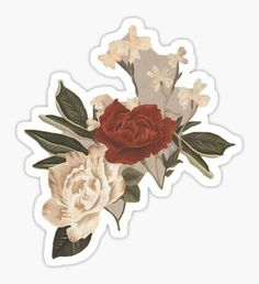 a sticker with flowers and leaves on it