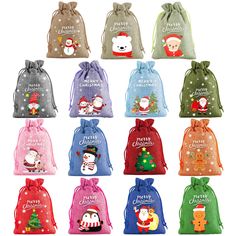 PRICES MAY VARY. Christmas Burlap Bags Set:You will receive 30Pcs Christmas burlap gift bags in random colors,enough to meet your needs.These cartoon christmas burlap bags,with lovely Santa Claus,snowman,Christmas tree,penguin,gingerbread man and other patterns,look lovely and interesting,adding to the Christmas atmosphere. Quality Material:Our christmas drawstring gift bags are made of high-quality linen with fine workmanship,comfortable feel,exquisite appearance and can be reused.Light weight, Design With Rope, Party Wedding Favors, Amazon Christmas Gifts, Tech Gifts For Men, Christmas Burlap, Linen Bags, Burlap Gift Bags, Amazon Christmas, Retail Bags