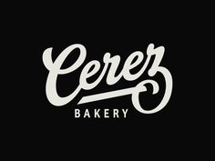 a black and white logo with the word cerer bakery written in cursive font