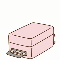 a pink suitcase sitting on top of a white floor