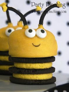 some cookies with eyes and antennae on them