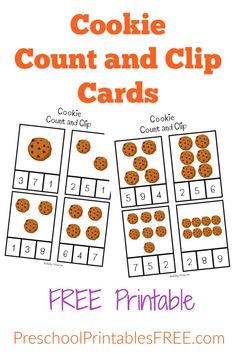 printable cookie count and clip cards for preschool