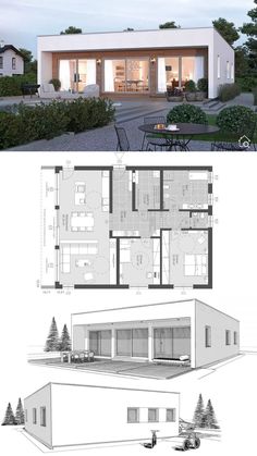 two different views of the same house from each side, and one with an open floor plan