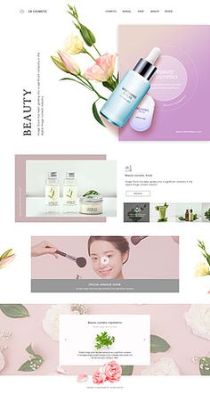 the website is designed to look like it has flowers and cosmetics on top of it