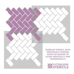 an image of a pattern with the words overlay stencils in white and purple