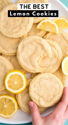 the best lemon cookies on a white plate