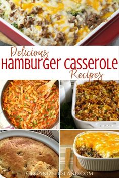 delicious hamburger casserole recipe collage with text overlay