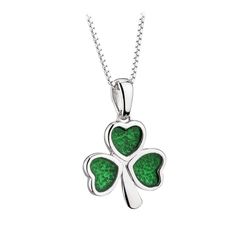 PRICES MAY VARY. Sturdy 18" Box Chain - Included is an elegant 18" box chain with sturdy links that won't break easily, making sure that your necklace stays secure and comfortable while you wear it. The high-quality chain ensures that you have something to last through years of daily wear. Symbolize Luck and Strength - Wear your Shamrock Sterling Silver Green Enamel Charm Necklace and attract good luck, health, and strength wherever your day might take you! Allow yourself to feel powerful in kno Irish Necklace, Shamrock Necklace, Celtic Shamrock, Silver Shamrock, Emerald Green Stone, Irish Shamrock, Green Shamrock, Iconic Symbols, Irish Jewelry