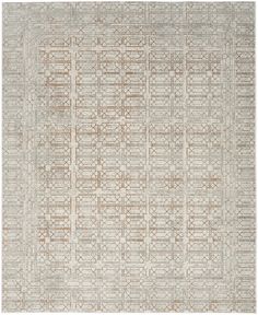 a beige and brown rug with an intricate design