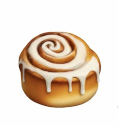 a bun with white icing and drizzled on it's side