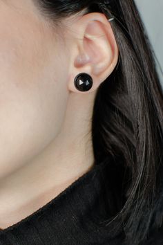 Buy an amazing set of black onyx earrings made 100% sterling silver | Discover a large collection of unique design jewelry made in Greece | Free shipping worldwide These handmade earrings are to add some chick to any outfit! Be sure, such onyx earrings look relevant in any situation, no matter you choose them for casual clothes or for elegant dresses. These elegant earrings are made of black sterling silver with Onyx(10mm) stone. Black is beautiful... like onyx🖤! ✅ If you wish to return to my s Onyx Earrings Studs, Black Earring, Modernist Earrings, Black Stud Earrings, Black Onyx Earrings, Velvet Jewelry, Onyx Jewelry, Earring Stud, Onyx Earrings