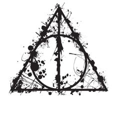 a black and white drawing of a deathly triangle