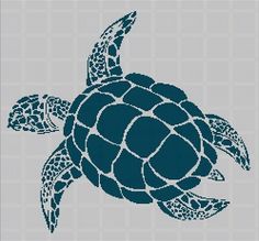 a cross stitch pattern with a turtle on it's back, in blue and white