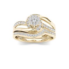 a yellow gold ring set with diamonds