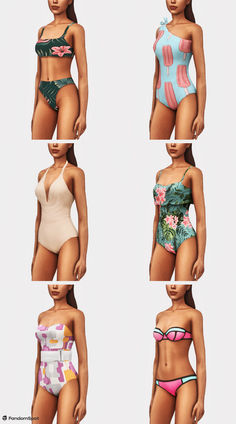 six different types of swimsuits for females