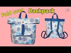 two bags with blue and white designs on them