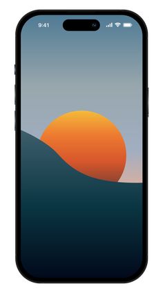 an iphone screen with the sun setting in the sky and water on it's side