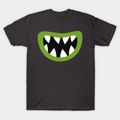 a black t - shirt with green and white teeth