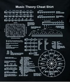 a black t - shirt with music theory on it