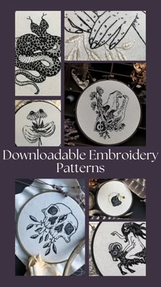 embroidery patterns and instructions to make handmade embroidered wall hangings for the home or office