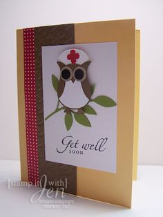 an owl card with the words get well soon on it