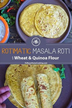 rotimatic masala roti with wheat and quinoa flour on the side