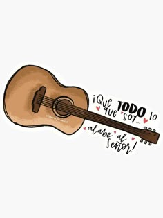 an acoustic guitar sticker with the words i love you so much