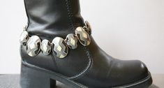 Boot Chain, Black and White, Boot Accessories, Boot Bracelet, Footwear Jewelry, 80's Boot Jewelry Black And White Boots, Boot Chains, Boot Bracelet, Boot Jewelry, Metallic Skirt, The 80's, White Boots, Boot Accessories, Colored Blazer