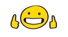 a yellow smiley face with two thumbs up